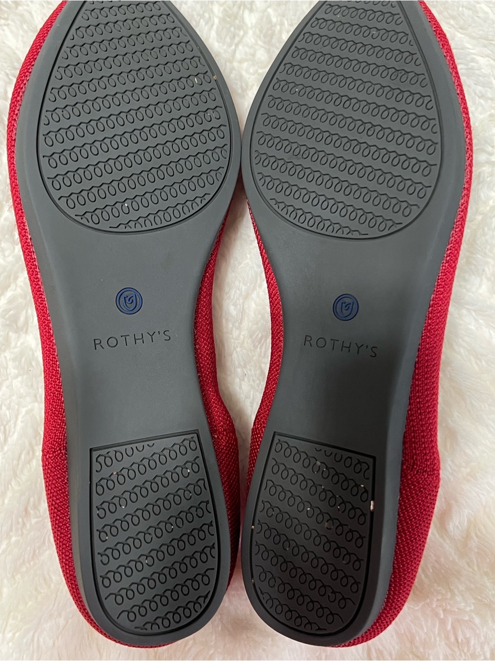 Rothy’s The Point Flats Women’s 9.5 Red Blue Knit Pointed Toe Washable - Picture 9 of 11